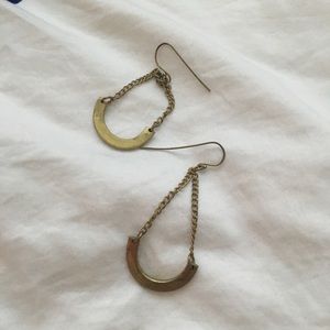 brass anthropologie drop earrings statement